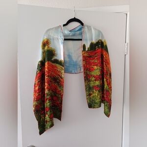 Floral Landscape Silk Scarf
